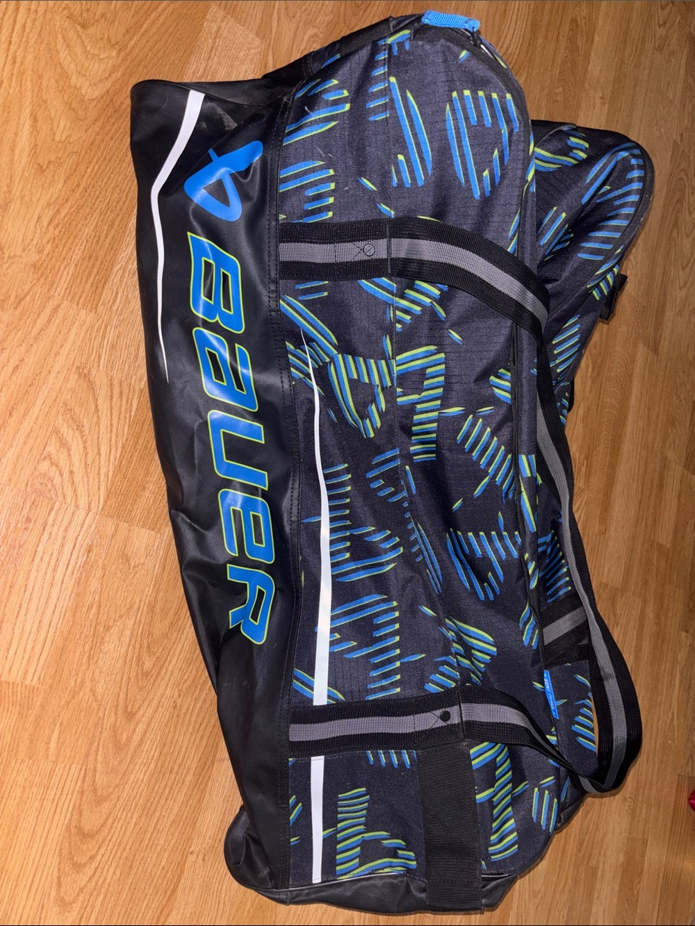 Bauer Black Hockey Gear Bag with Blue and Lime Accents - Junior
